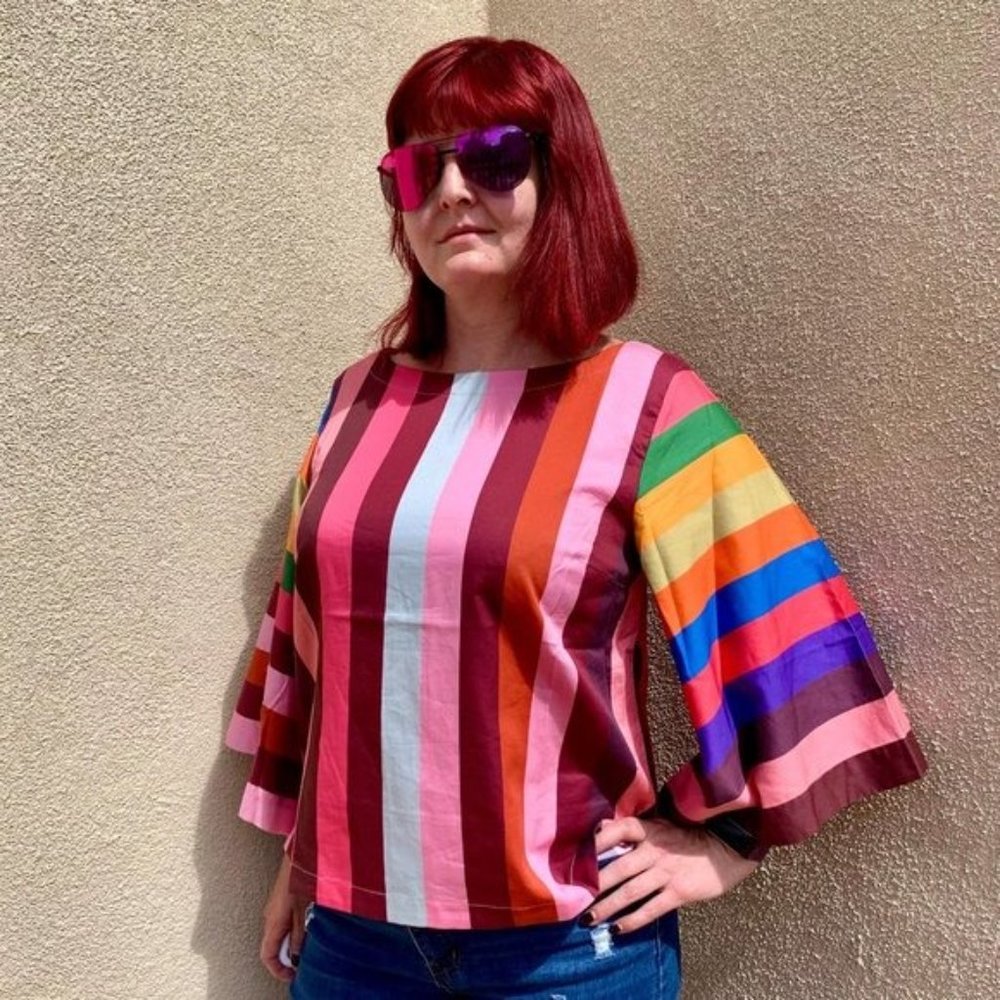 NWT Anthropologie Striped Rainbow Crop Top - Picture 3 of 11